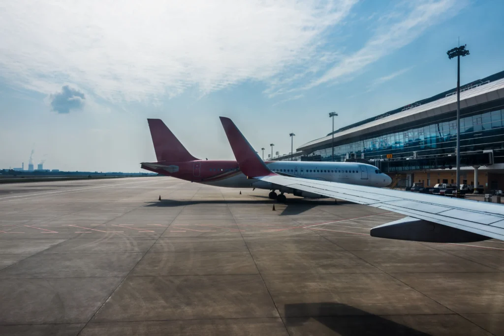 planes runway modern airport transport service